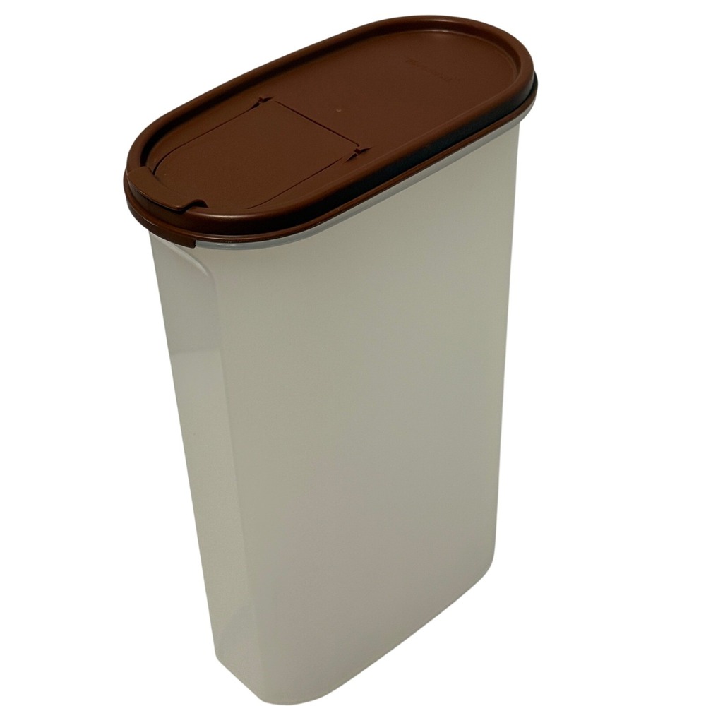 Tupperware Modular Mates Oval Sheer Container Brown Flip‎ Top Seal 12.25 Cup USA
